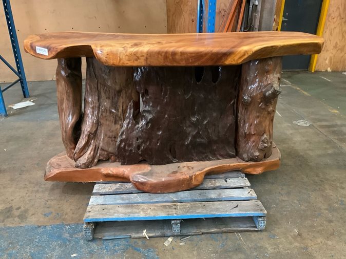 View Large Solid Timber Handmade Bar Table via auction.