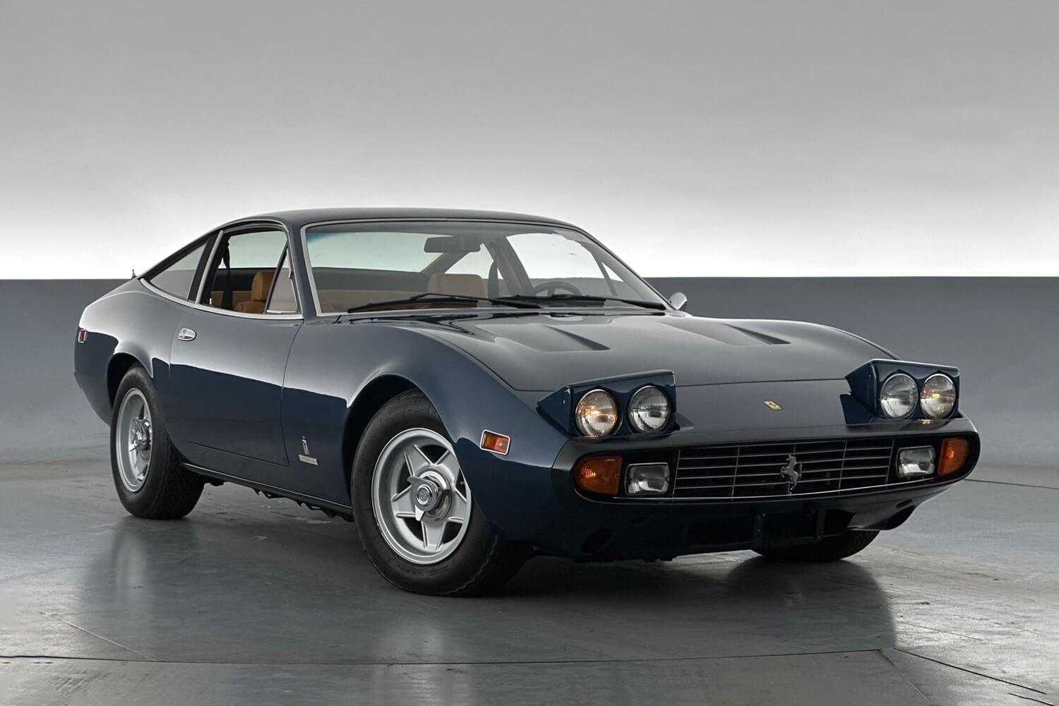 View a blue 1972 Ferrari 365 GTC 4 available via auction.
