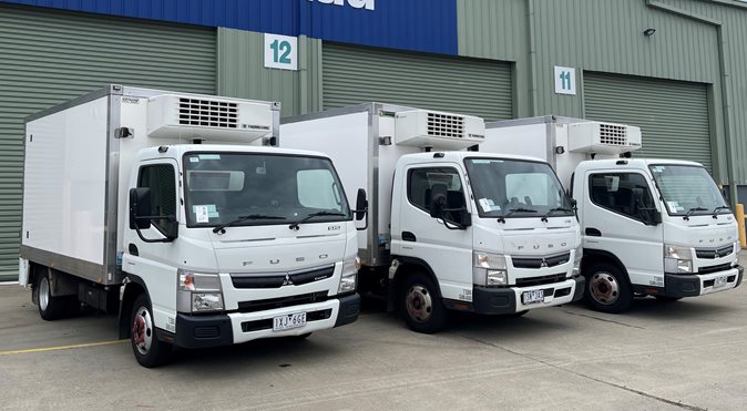 View late-model Mitsubishi Fuso Canter refrigerated Pantech’s.